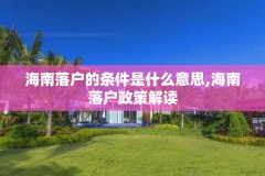 海南落户的条件是什么意思,海南落户政策解读