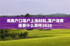 海南户口落户上海材料,落户海南需要什么条件2020