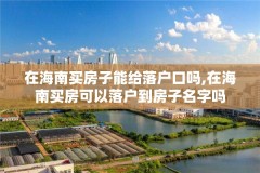 在海南买房子能给落户口吗,在海南买房可以落户到房子名字吗