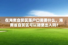 在海南自贸区落户口需要什么，海南省自贸区可以随便出入吗？