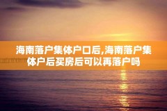 海南落户集体户口后,海南落户集体户后买房后可以再落户吗