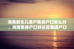 海南新生儿落户集体户口怎么办，海南集体户口好还是普通户口好？