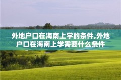 外地户口在海南上学的条件,外地户口在海南上学需要什么条件