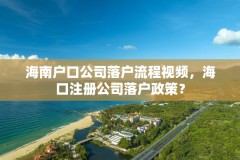 海南户口公司落户流程视频,海口注册公司落户政策?