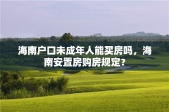 海南户口未成年人能买房吗,海南安置房购房规定?