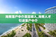 海南落户中介真实收入,海南人才引进落户中介
