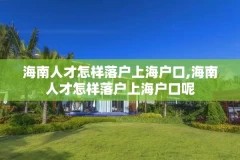 海南人才怎样落户上海户口,海南人才怎样落户上海户口呢