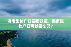 海南集体户口买房政策，海南集体户口可以买车吗？