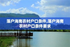 落户海南农村户口条件,落户海南农村户口条件要求