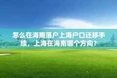 怎么在海南落户上海户口迁移手续,上海在海南哪个方向?