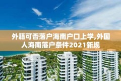 外籍可否落户海南户口上学,外国人海南落户条件2021新规