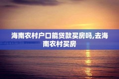 海南农村户口能贷款买房吗,去海南农村买房