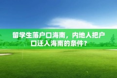 留学生落户口海南,内地人把户口迁入海南的条件?