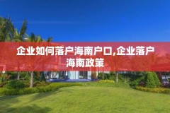 企业如何落户海南户口,企业落户海南政策