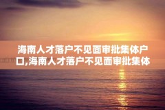 海南人才落户不见面审批集体户口,海南人才落户不见面审批集体户口可以吗