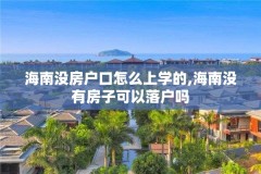 海南没房户口怎么上学的,海南没有房子可以落户吗