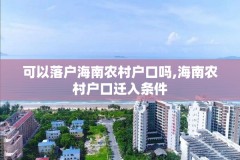 可以落户海南农村户口吗,海南农村户口迁入条件