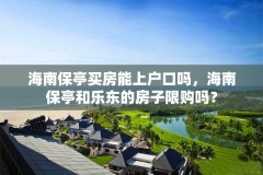 海南保亭买房能上户口吗，海南保亭和乐东的房子限购吗？