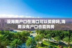 没海南户口在海口可以买房吗,海南没有户口也能购房