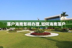 落户海南怎样办理,如何海南落户