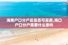 海南户口分户后是否可买房,海口户口分户需要什么条件