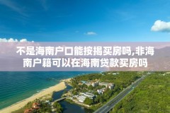 不是海南户口能按揭买房吗,非海南户籍可以在海南贷款买房吗
