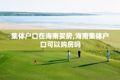集体户口在海南买房,海南集体户口可以购房吗