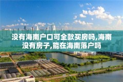 没有海南户口可全款买房吗,海南没有房子,能在海南落户吗