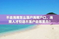 不去海南怎么落户海南户口,海南人才引进不落户去哪里办?