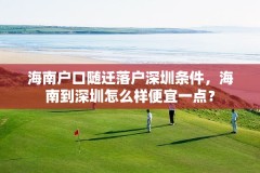 海南户口随迁落户深圳条件，海南到深圳怎么样便宜一点？