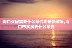 海口买房需要什么条件呢最新政策,海口市买房要什么条件