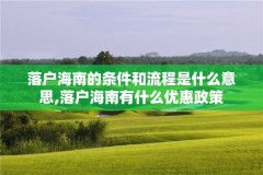 落户海南的条件和流程是什么意思,落户海南有什么优惠政策