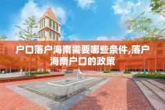 户口落户海南需要哪些条件,落户海南户口的政策