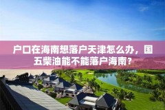 户口在海南想落户天津怎么办,国五柴油能不能落户海南?