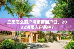 三无怎么落户海南普通户口,2022海南入户条件?