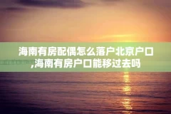 海南有房配偶怎么落户北京户口,海南有房户口能移过去吗