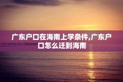 广东户口在海南上学条件,广东户口怎么迁到海南