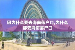 因为什么要去海南落户口,为什么都去海南落户口