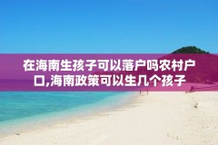 在海南生孩子可以落户吗农村户口,海南政策可以生几个孩子