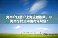 海南户口落户上海流程视频，非海南车牌进海南有何规定？