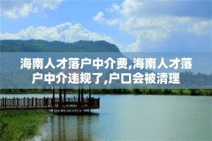 海南人才落户中介费,海南人才落户中介违规了,户口会被清理