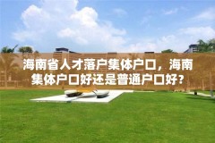 海南省人才落户集体户口，海南集体户口好还是普通户口好？