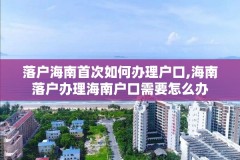 落户海南首次如何办理户口,海南落户办理海南户口需要怎么办