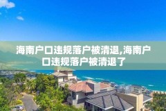 海南户口违规落户被清退,海南户口违规落户被清退了