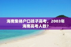 海南集体户口孩子高考，2003年海南高考人数？