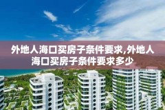 外地人海口买房子条件要求,外地人海口买房子条件要求多少