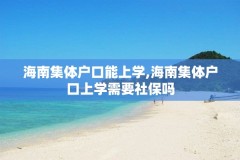 海南集体户口能上学,海南集体户口上学需要社保吗