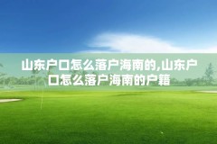 山东户口怎么落户海南的,山东户口怎么落户海南的户籍