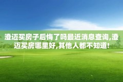 澄迈买房子后悔了吗最近消息查询,澄迈买房哪里好,其他人都不知道!