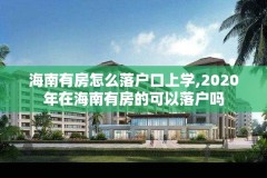 海南有房怎么落户口上学,2020年在海南有房的可以落户吗